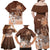 Personalised Bula Fiji Family Matching Off Shoulder Maxi Dress and Hawaiian Shirt Fijian Masi Pattern With Brown Coat Of Arms LT05 - Polynesian Pride