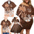 Personalised Bula Fiji Family Matching Off Shoulder Short Dress and Hawaiian Shirt Fijian Masi Pattern With Brown Coat Of Arms LT05 - Polynesian Pride