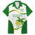 Custom Tailevu Rugby Family Matching Off Shoulder Short Dress and Hawaiian Shirt Fiji Tapa Pattern LT05 Dad's Shirt - Short Sleeve Green - Polynesian Pride