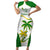 Custom Tailevu Rugby Family Matching Short Sleeve Bodycon Dress and Hawaiian Shirt Fiji Tapa Pattern LT05 Mom's Dress Green - Polynesian Pride