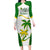 Custom Tailevu Rugby Long Sleeve Bodycon Dress Fiji Tapa Pattern LT05 Long Dress Green - Polynesian Pride