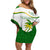 Custom Tailevu Rugby Off Shoulder Short Dress Fiji Tapa Pattern LT05 Women Green - Polynesian Pride