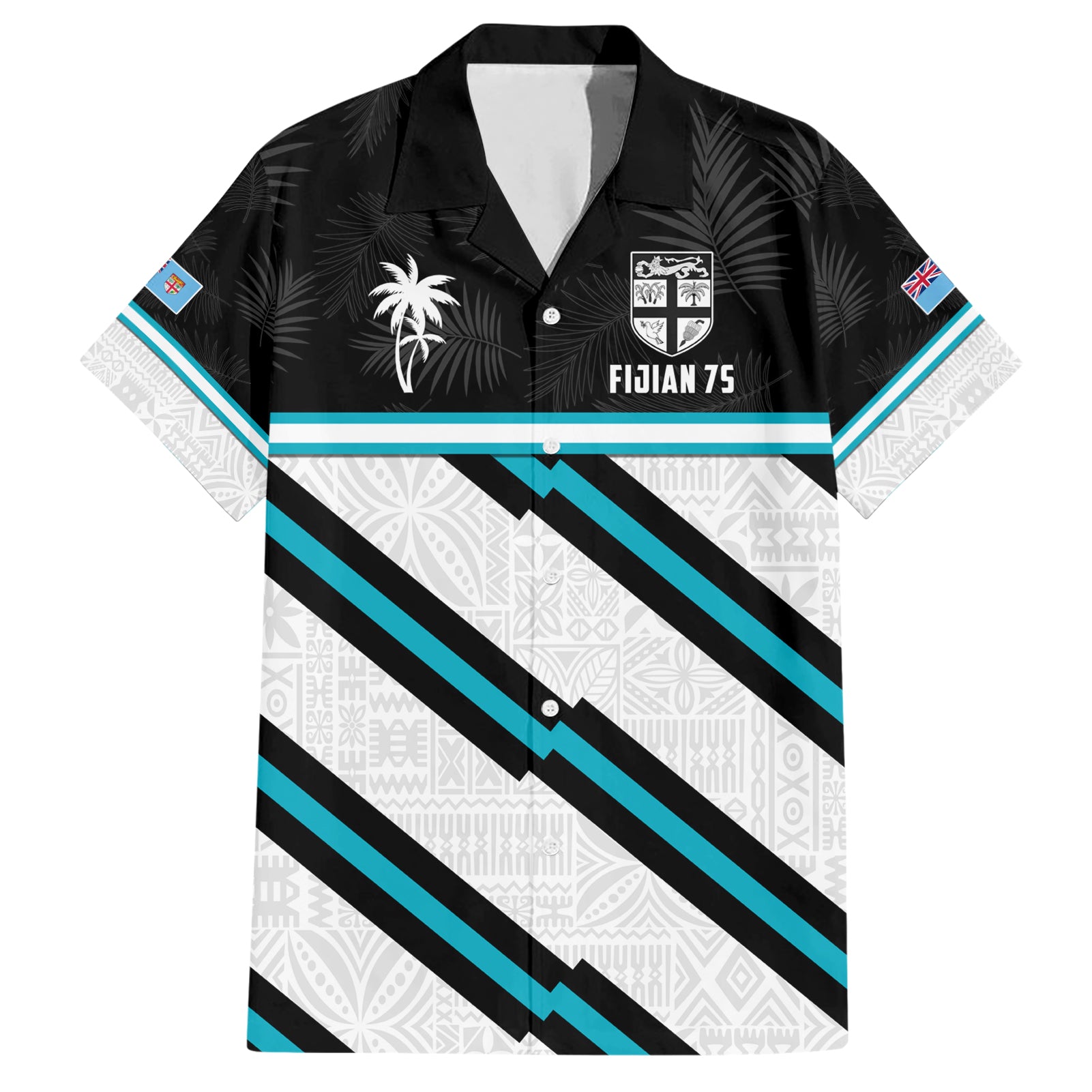 Custom Fiji Rugby Hawaiian Shirt Fijian 7s With Tapa Pattern LT05 White - Polynesian Pride