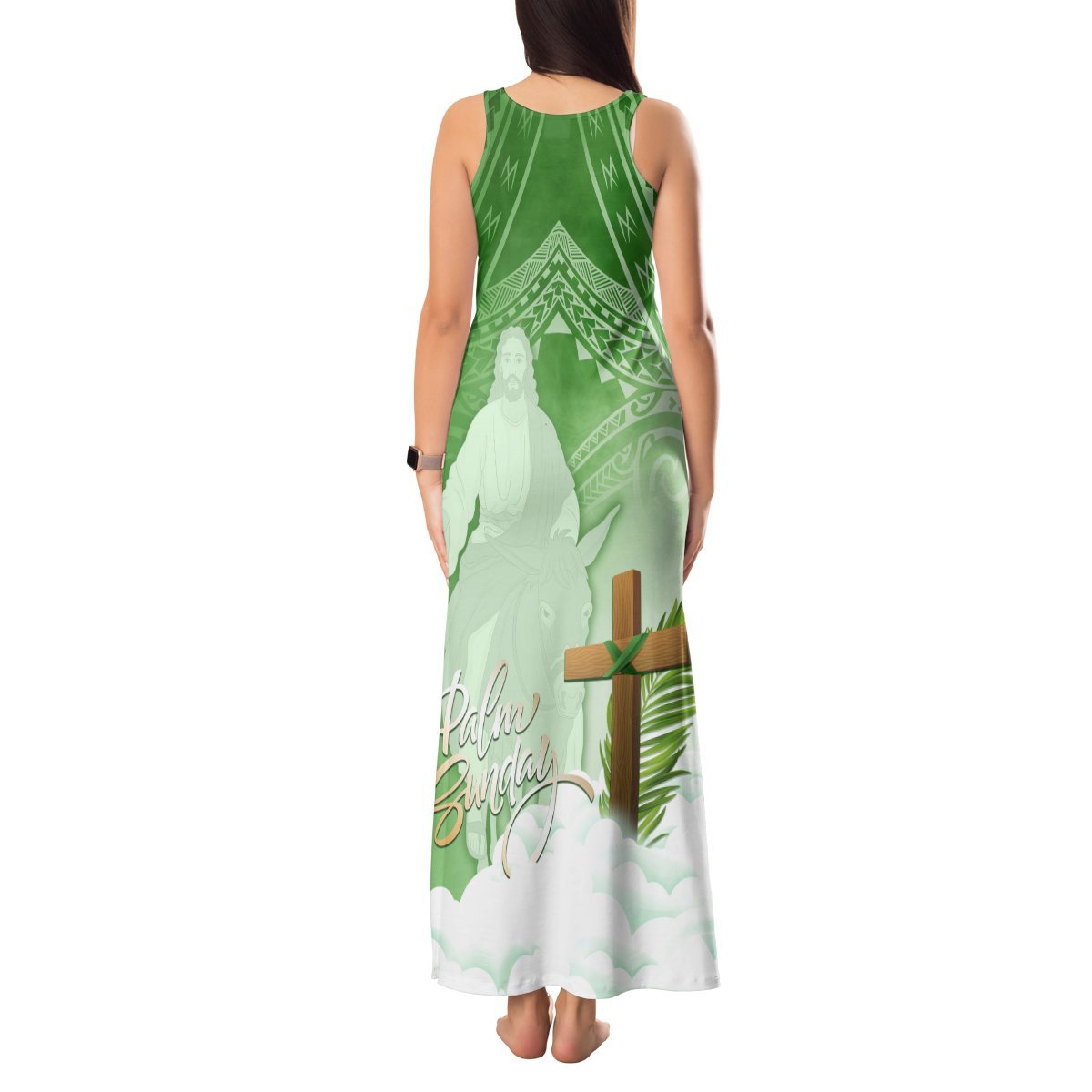 Happy Palm Sunday Tank Maxi Dress With Polynesian Pattern LT05 - Polynesian Pride