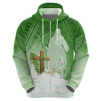 Happy Palm Sunday Zip Hoodie With Polynesian Pattern LT05 - Polynesian Pride