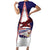 Personalised American Samoa Flag Day Family Matching Short Sleeve Bodycon Dress and Hawaiian Shirt Flag Style