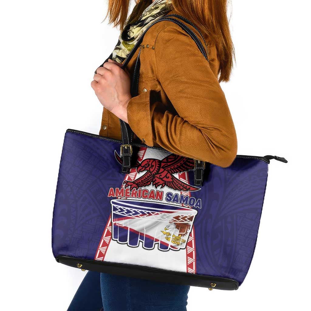 American Samoa Flag Day Leather Tote Bag Flag Style LT05 Blue - Polynesian Pride
