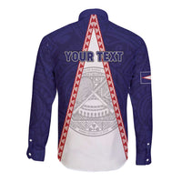 Personalised American Samoa Flag Day Long Sleeve Button Shirt Flag Style LT05 - Polynesian Pride