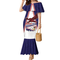Personalised American Samoa Flag Day Mermaid Dress Flag Style LT05 Women Blue - Polynesian Pride