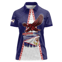 Personalised American Samoa Flag Day Women Polo Shirt Flag Style LT05 Female Blue - Polynesian Pride