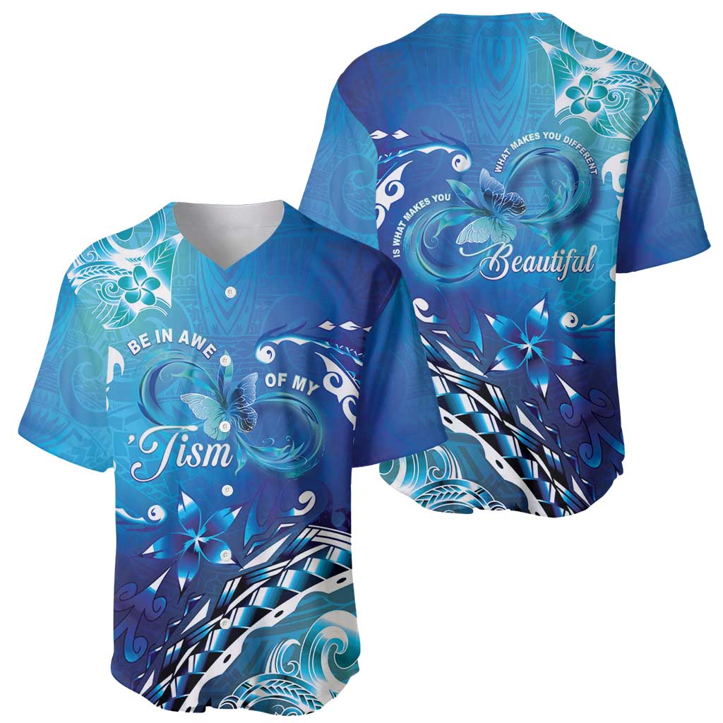 Polynesia Autism Awareness Baseball Jersey Be In Awe Of My 'Tism LT05 - Polynesian Pride