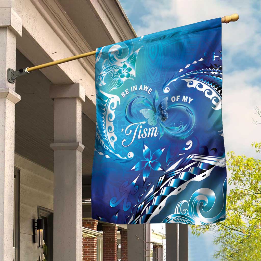 Polynesia Autism Awareness Garden Flag Be In Awe Of My 'Tism LT05 House Flag Blue - Polynesian Pride