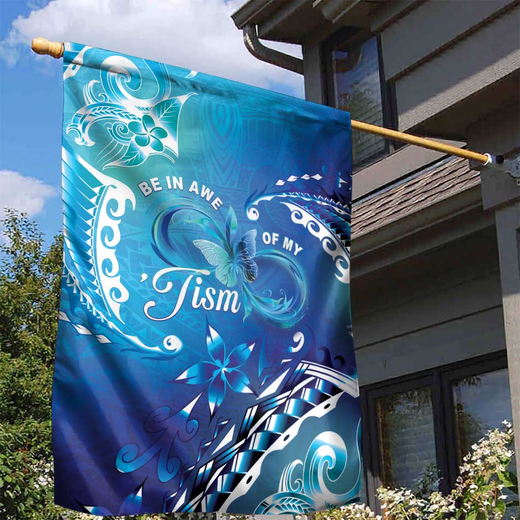 Polynesia Autism Awareness Garden Flag Be In Awe Of My 'Tism LT05 - Polynesian Pride
