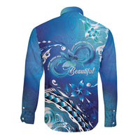 Polynesia Autism Awareness Long Sleeve Button Shirt Be In Awe Of My 'Tism LT05 - Polynesian Pride