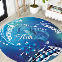 Polynesia Autism Awareness Round Carpet Be In Awe Of My 'Tism LT05 Blue - Polynesian Pride
