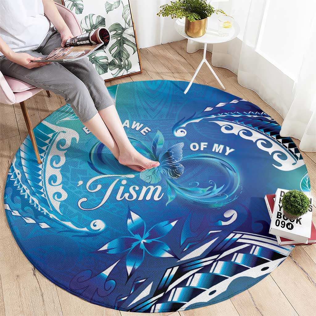 Polynesia Autism Awareness Round Carpet Be In Awe Of My 'Tism LT05 - Polynesian Pride