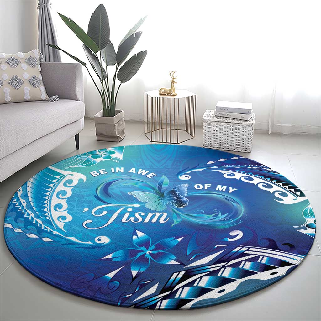 Polynesia Autism Awareness Round Carpet Be In Awe Of My 'Tism LT05 - Polynesian Pride