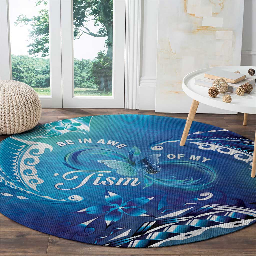 Polynesia Autism Awareness Round Carpet Be In Awe Of My 'Tism LT05 - Polynesian Pride