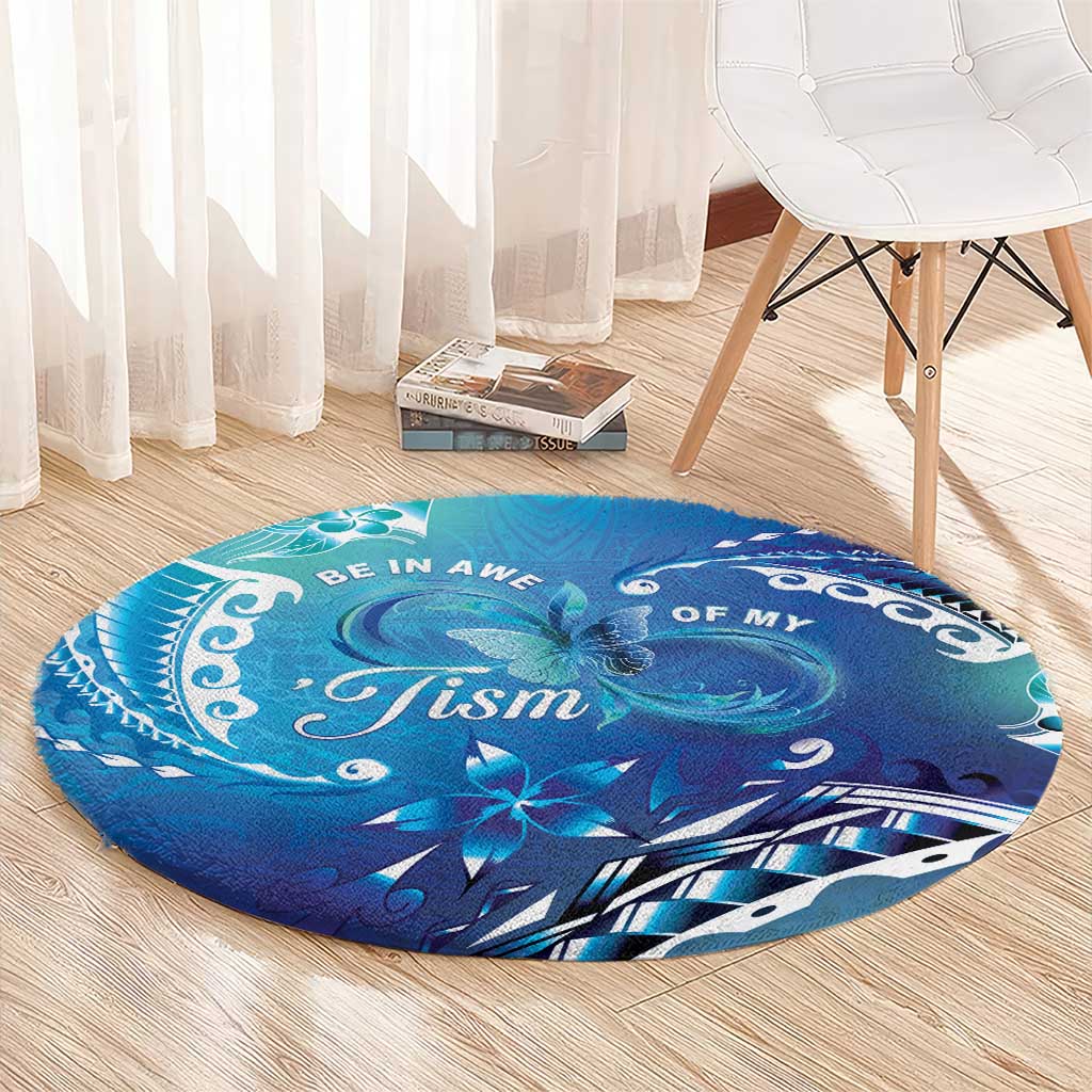 Polynesia Autism Awareness Round Carpet Be In Awe Of My 'Tism LT05 - Polynesian Pride