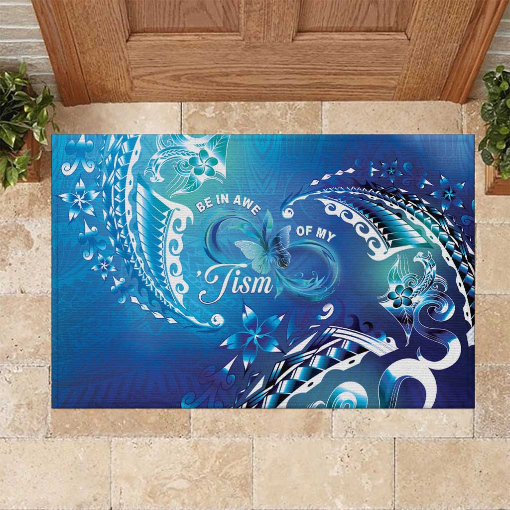 Polynesia Autism Awareness Rubber Doormat Be In Awe Of My 'Tism LT05 Blue - Polynesian Pride