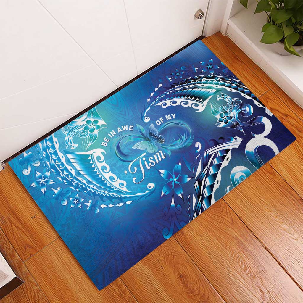 Polynesia Autism Awareness Rubber Doormat Be In Awe Of My 'Tism LT05 - Polynesian Pride