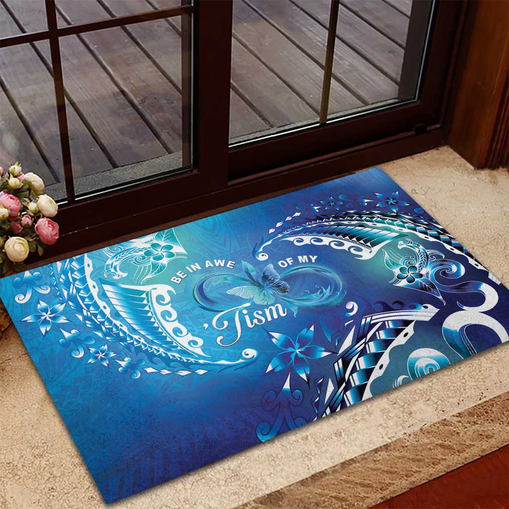 Polynesia Autism Awareness Rubber Doormat Be In Awe Of My 'Tism LT05 - Polynesian Pride