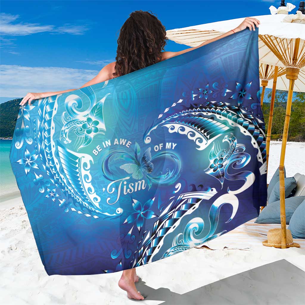 Polynesia Autism Awareness Sarong Be In Awe Of My 'Tism LT05 One Size 44 x 66 inches Blue - Polynesian Pride