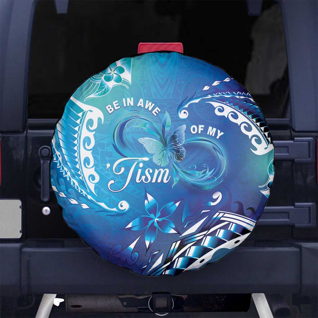 Polynesia Autism Awareness Spare Tire Cover Be In Awe Of My 'Tism LT05 No hole Blue - Polynesian Pride