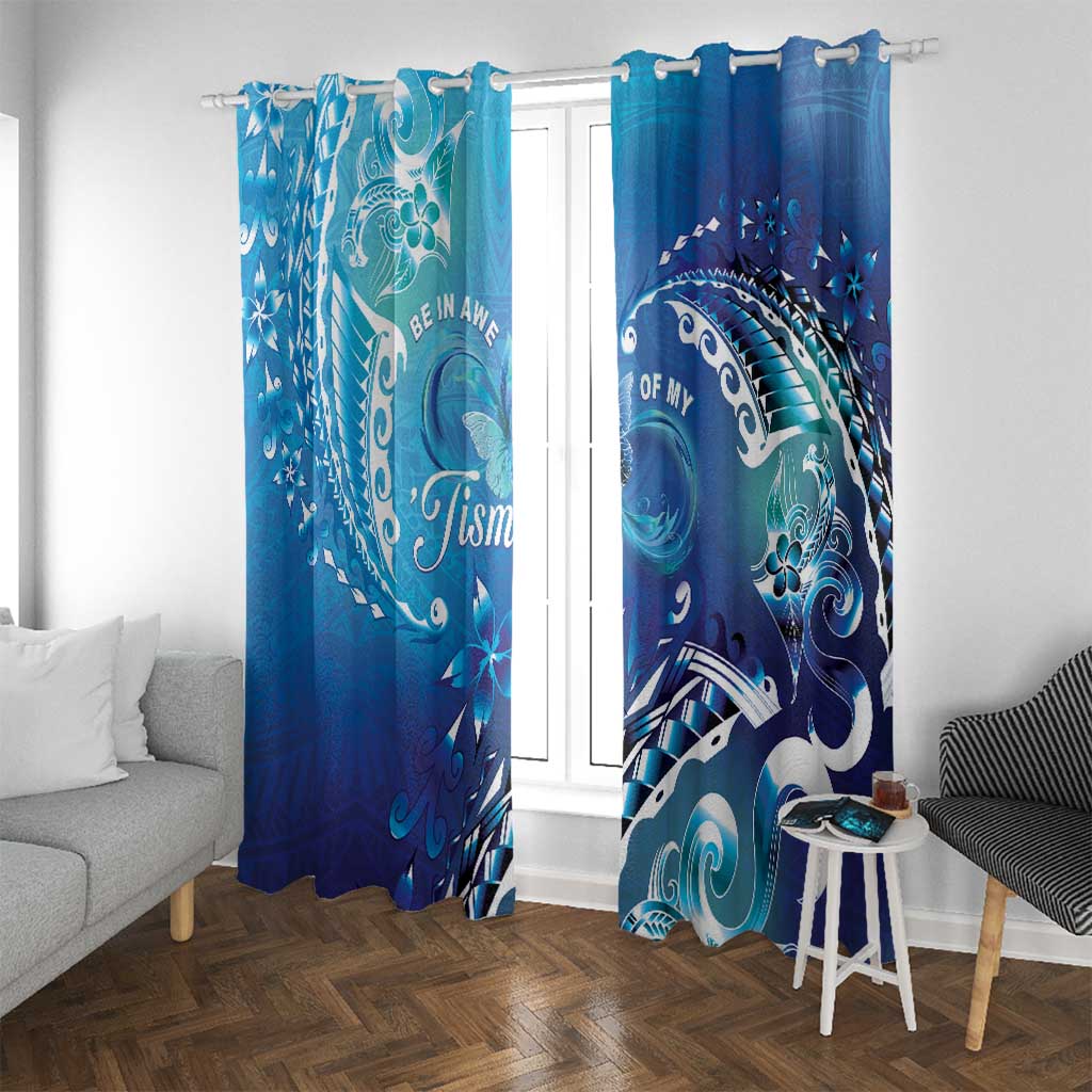 Polynesia Autism Awareness Window Curtain Be In Awe Of My 'Tism LT05 With Grommets Blue - Polynesian Pride