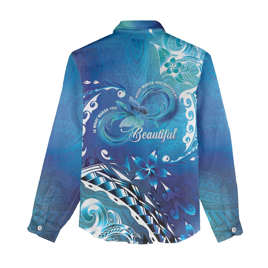 Polynesia Autism Awareness Women Casual Shirt Be In Awe Of My 'Tism LT05 - Polynesian Pride