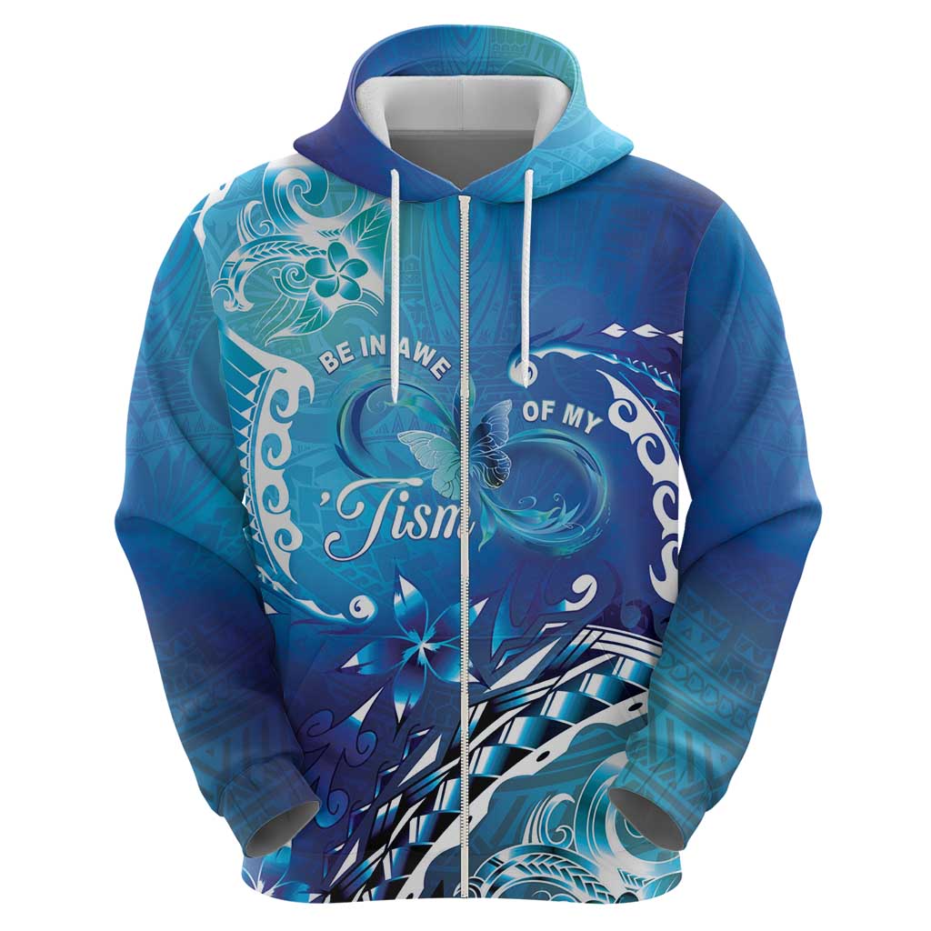 Polynesia Autism Awareness Zip Hoodie Be In Awe Of My 'Tism LT05 - Polynesian Pride