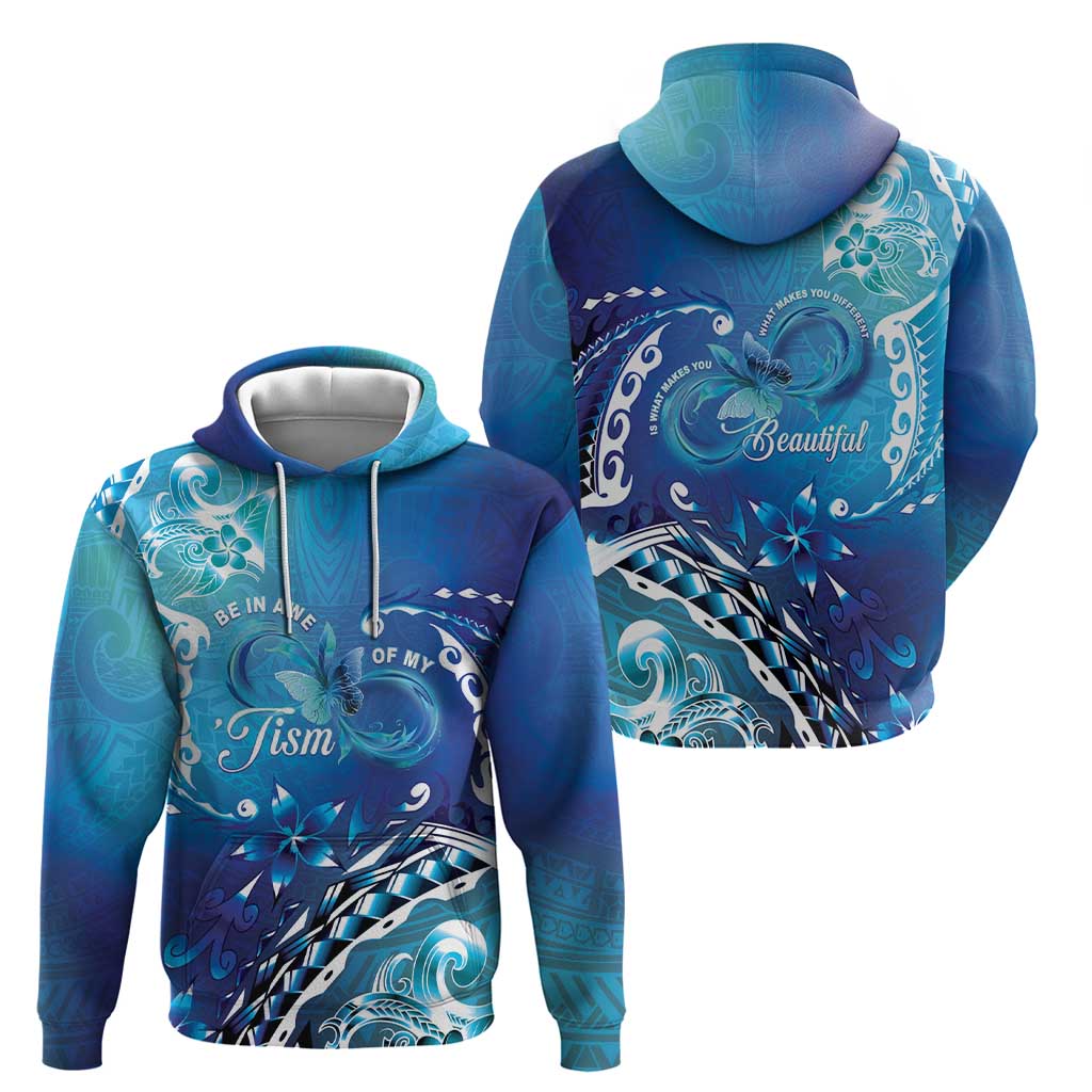 Polynesia Autism Awareness Zip Hoodie Be In Awe Of My 'Tism LT05 - Polynesian Pride