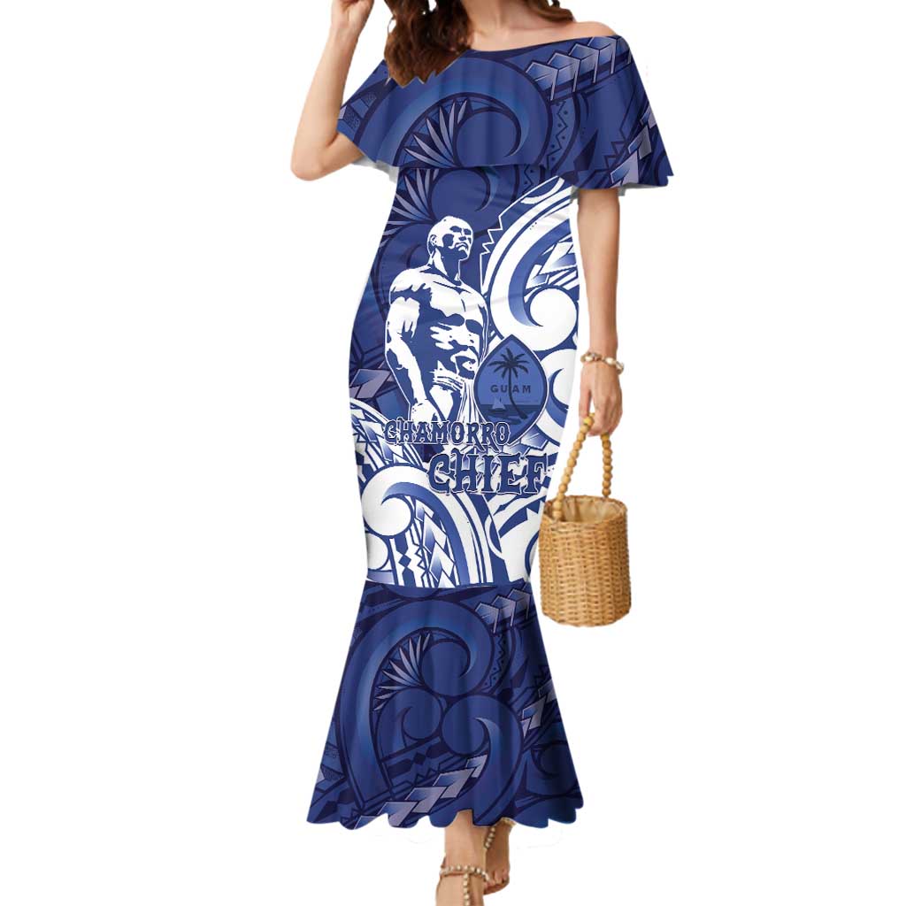 Guam Chief Kepuha Mermaid Dress Chamorro Pride LT05 Women Blue - Polynesian Pride