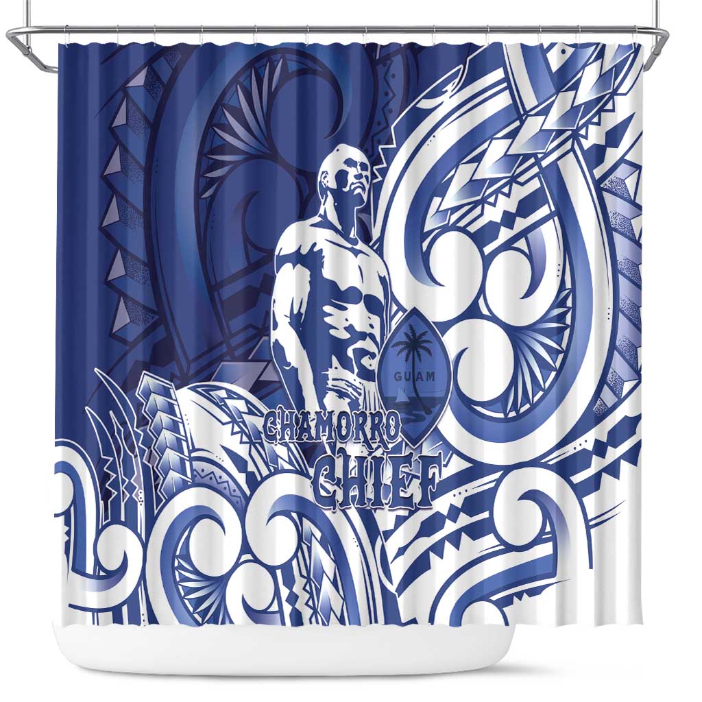 Guam Chief Kepuha Shower Curtain Chamorro Pride LT05 Blue - Polynesian Pride