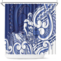 Guam Chief Kepuha Shower Curtain Chamorro Pride LT05 Blue - Polynesian Pride