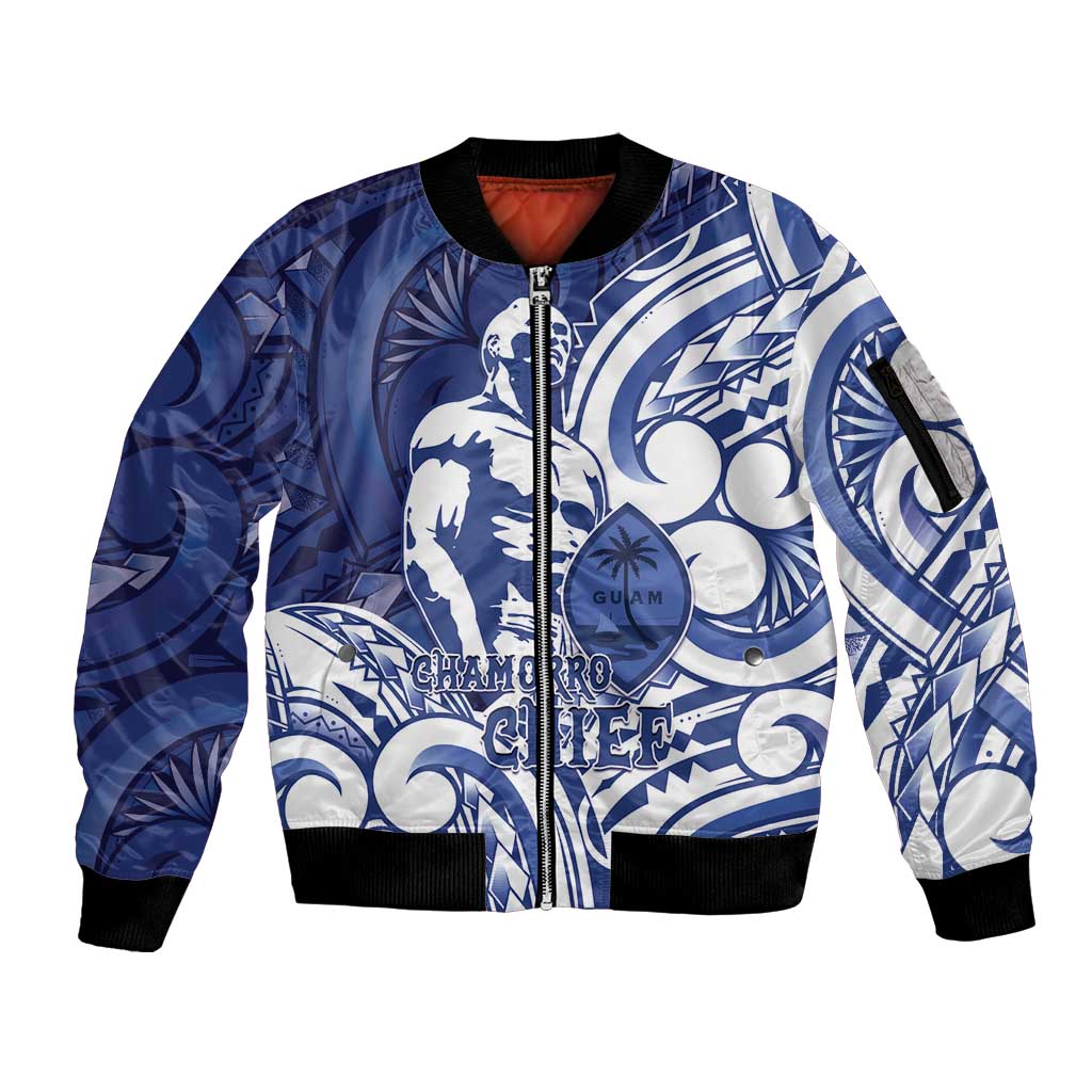 Guam Chief Kepuha Sleeve Zip Bomber Jacket Chamorro Pride LT05 Unisex Blue - Polynesian Pride