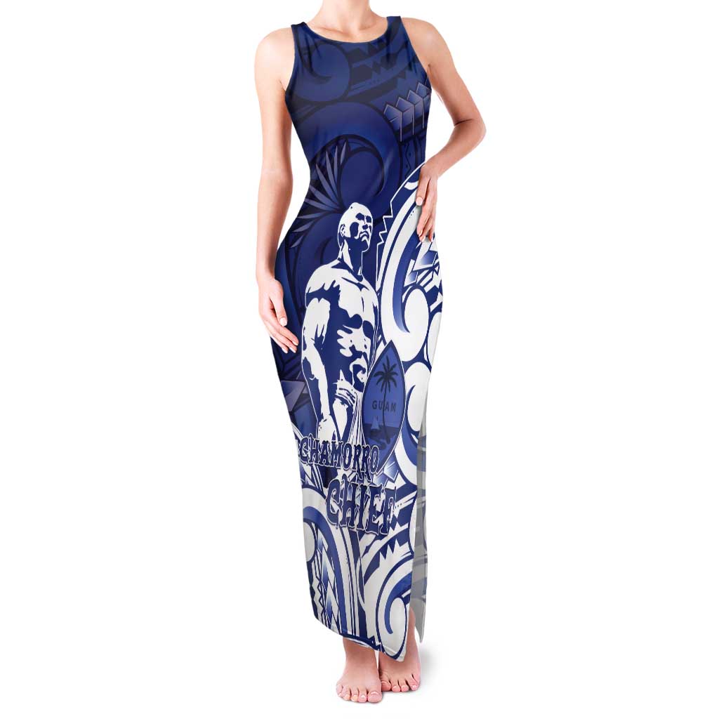 Guam Chief Kepuha Tank Maxi Dress Chamorro Pride LT05 Women Blue - Polynesian Pride
