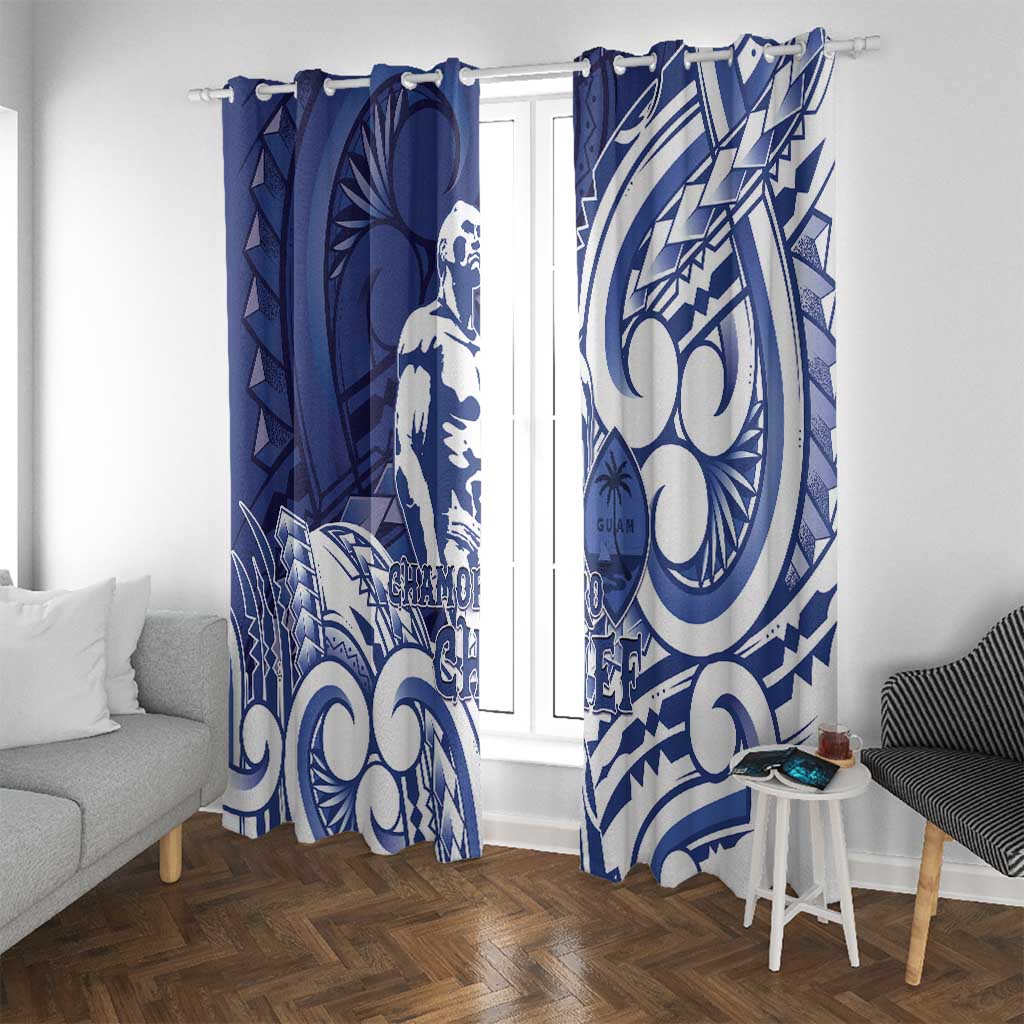 Guam Chief Kepuha Window Curtain Chamorro Pride LT05 With Grommets Blue - Polynesian Pride