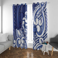 Guam Chief Kepuha Window Curtain Chamorro Pride LT05 With Grommets Blue - Polynesian Pride