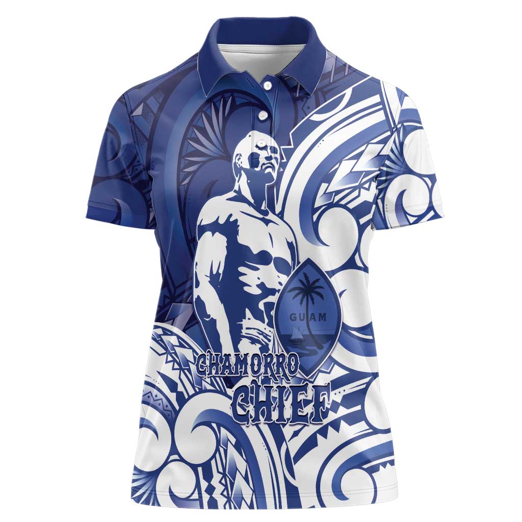 Guam Chief Kepuha Women Polo Shirt Chamorro Pride LT05 Female Blue - Polynesian Pride
