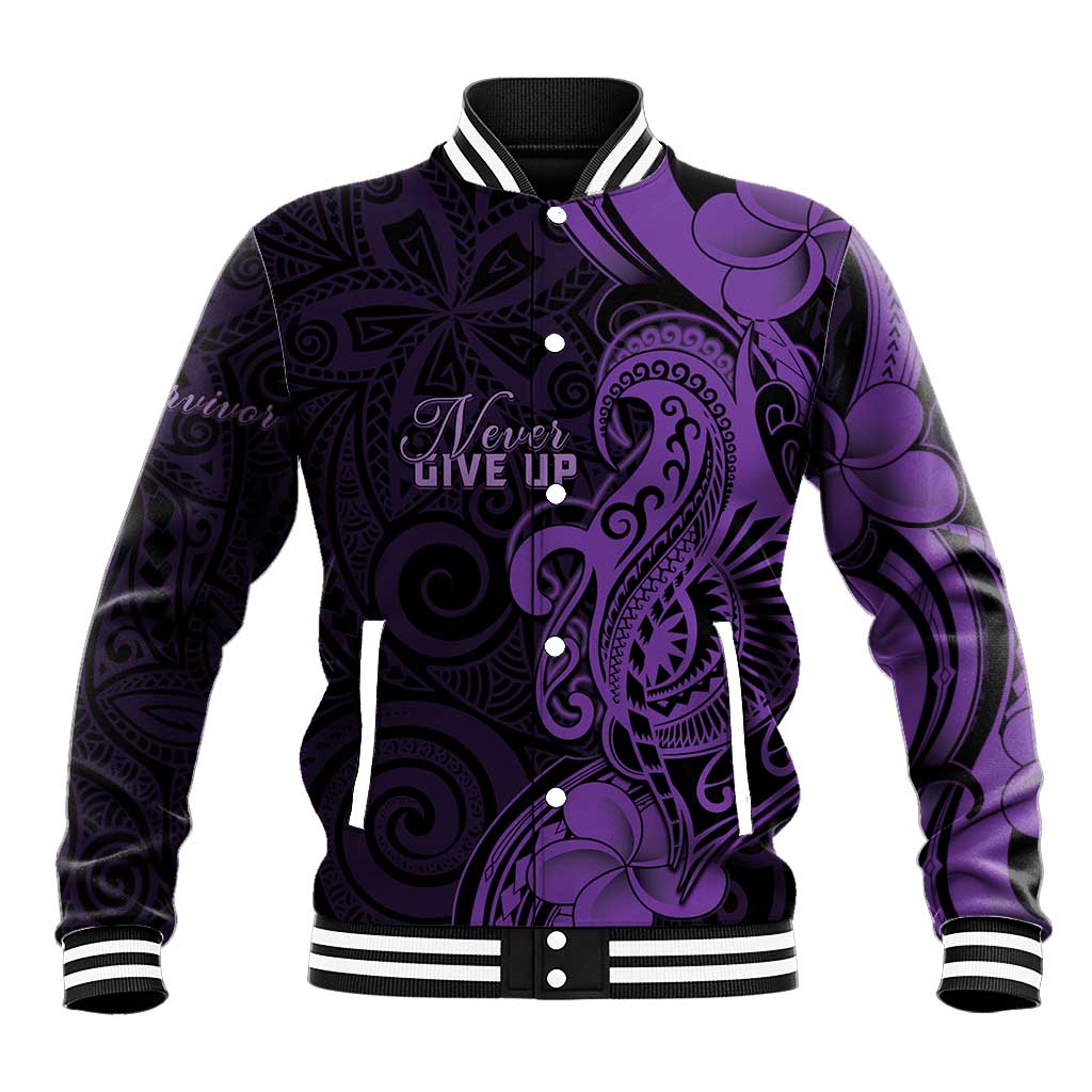 Personalised Lupus Warrior Baseball Jacket Never Give Up Polynesian Style LT05 Unisex Purple - Polynesian Pride