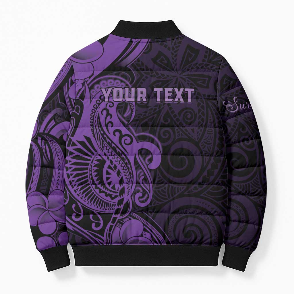 Personalised Lupus Warrior Bomber Puffer Jacket Never Give Up Polynesian Style LT05 - Polynesian Pride