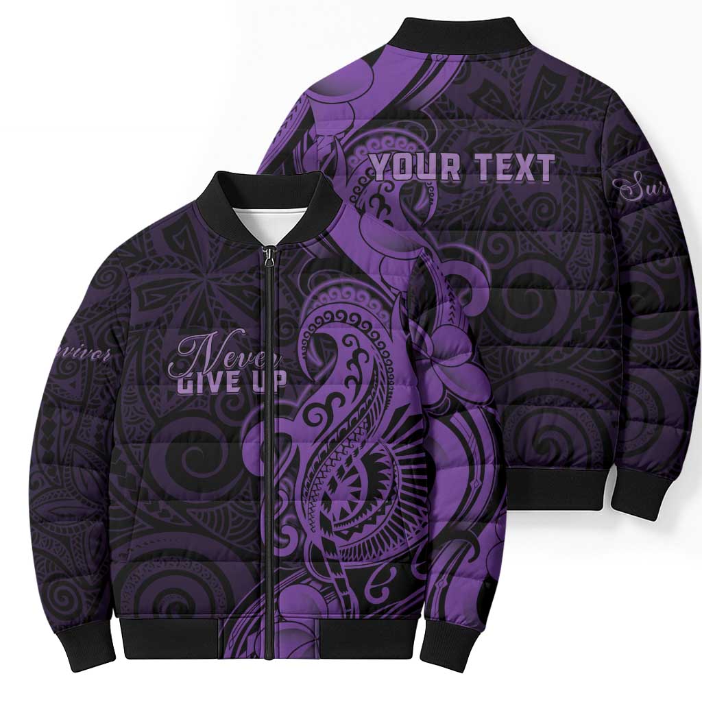 Personalised Lupus Warrior Bomber Puffer Jacket Never Give Up Polynesian Style LT05 - Polynesian Pride
