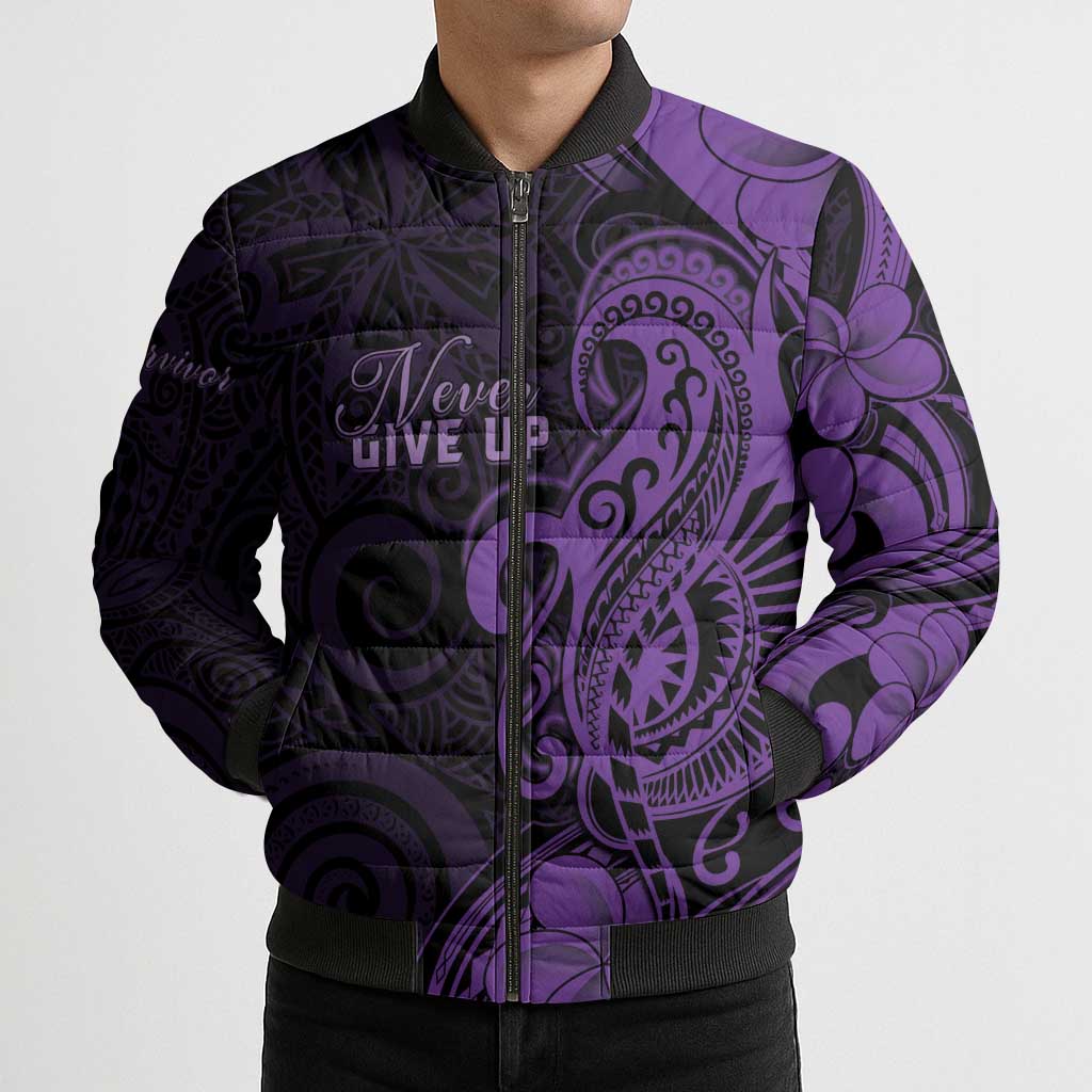 Personalised Lupus Warrior Bomber Puffer Jacket Never Give Up Polynesian Style LT05 - Polynesian Pride