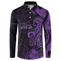 Personalised Lupus Warrior Button Sweatshirt Never Give Up Polynesian Style LT05 Purple - Polynesian Pride
