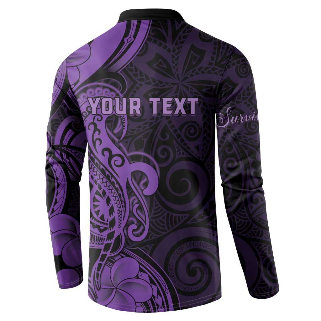 Personalised Lupus Warrior Button Sweatshirt Never Give Up Polynesian Style LT05 - Polynesian Pride