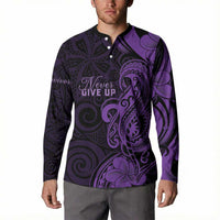 Personalised Lupus Warrior Button Sweatshirt Never Give Up Polynesian Style LT05 - Polynesian Pride