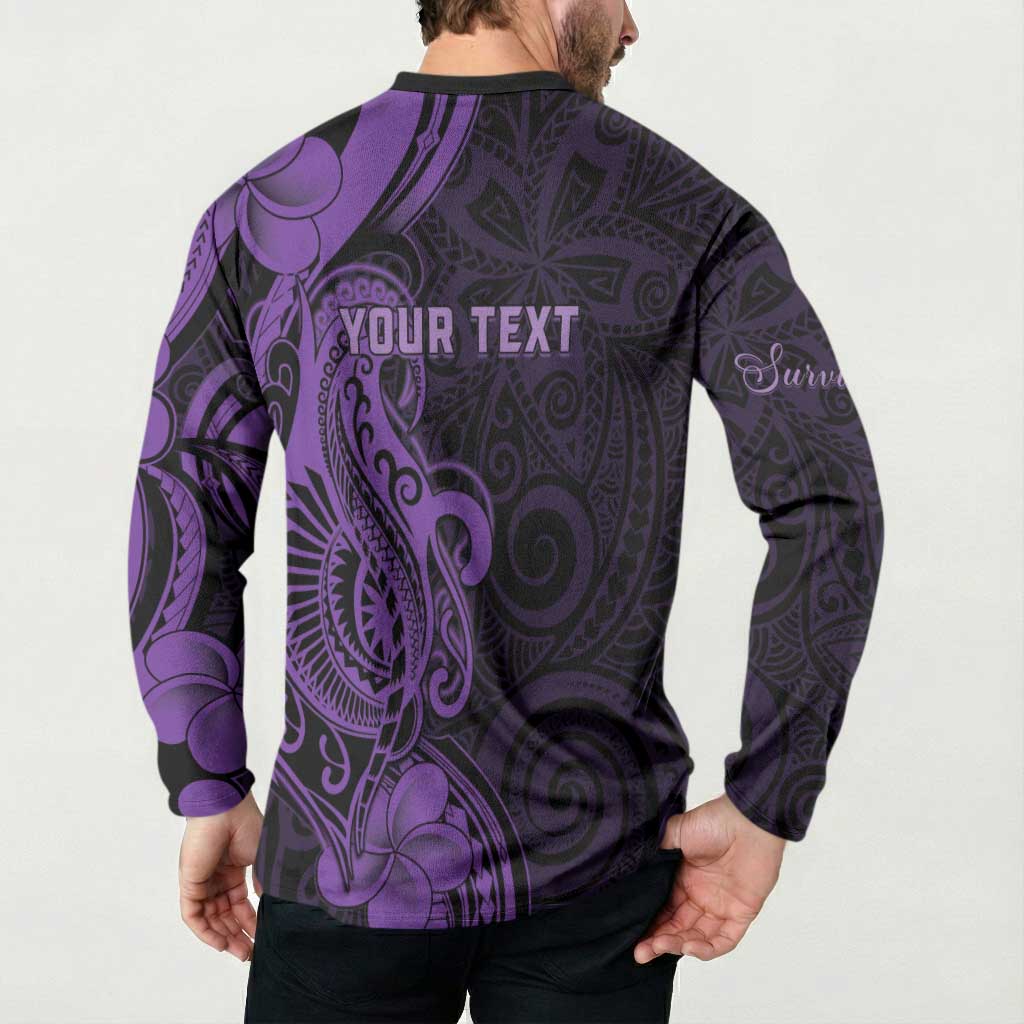 Personalised Lupus Warrior Button Sweatshirt Never Give Up Polynesian Style LT05 - Polynesian Pride