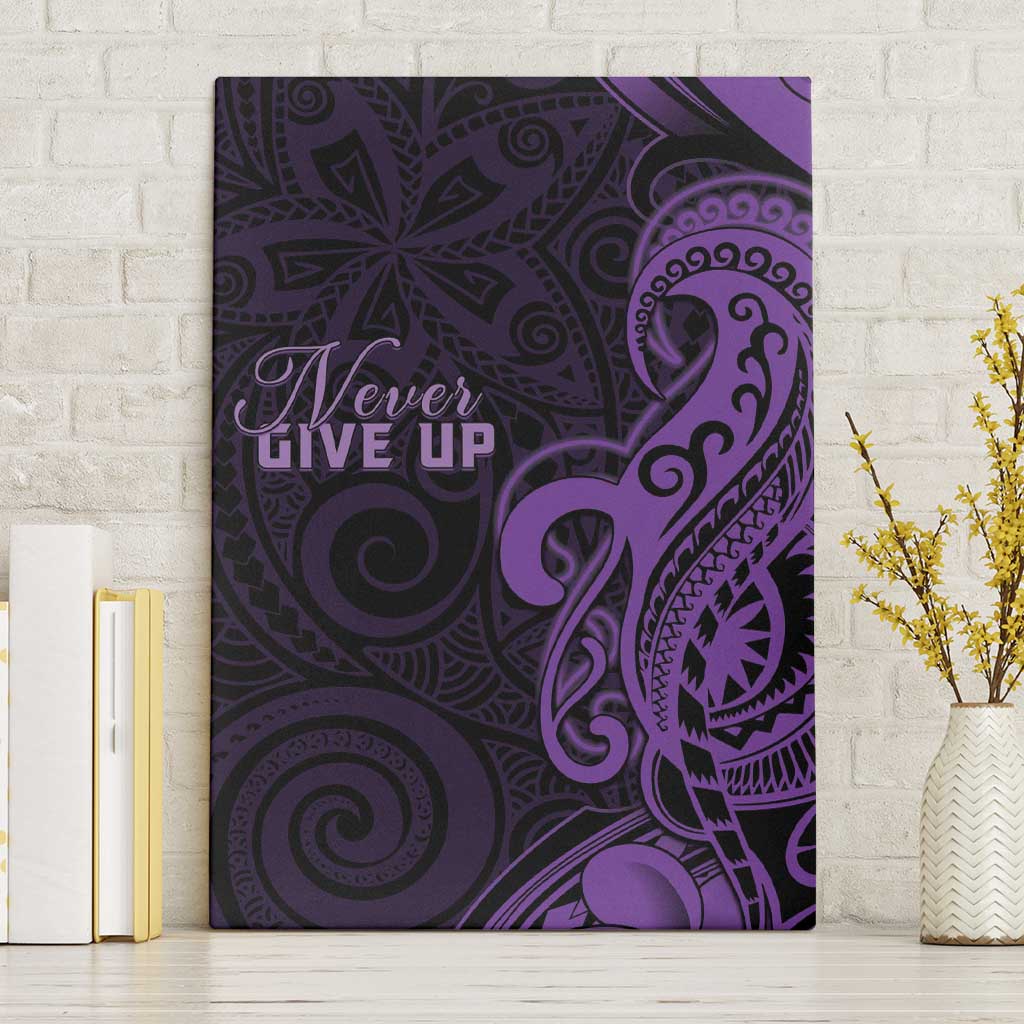 Lupus Warrior Canvas Wall Art Never Give Up Polynesian Style LT05 Without Frame Purple - Polynesian Pride