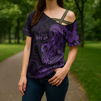Personalised Lupus Warrior Cross Shoulder Shirt Never Give Up Polynesian Style LT05 - Polynesian Pride
